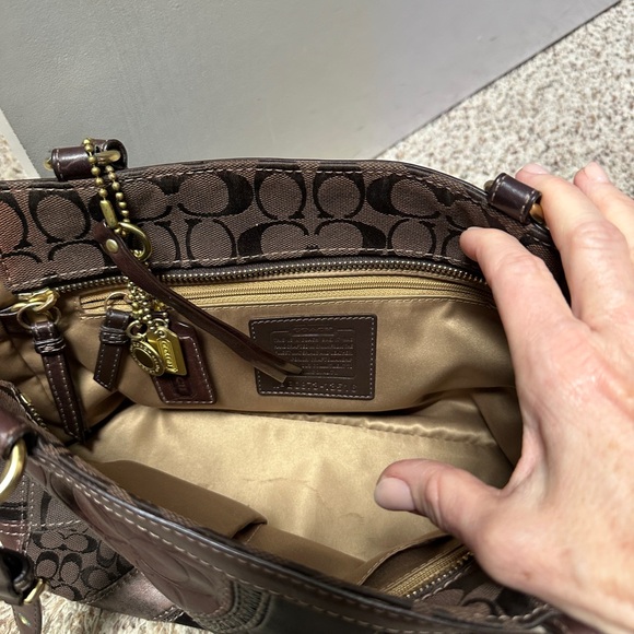 Coach Brown and Black Patchwork Shoulder Bag - Picture 4 of 5